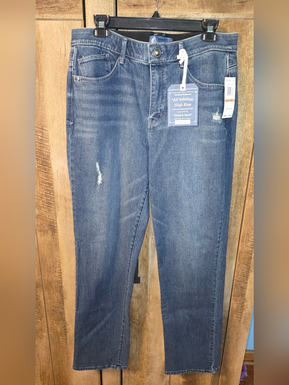 Democracy High-Rise Distressed Blue Denim Jeans 12